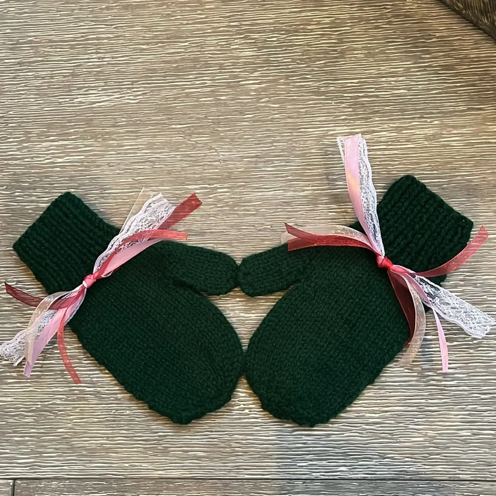 Green Knit Mittens
